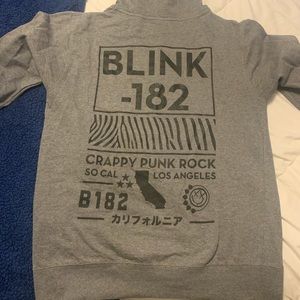 Unisex Grey Blink 182 zip up Hoodie